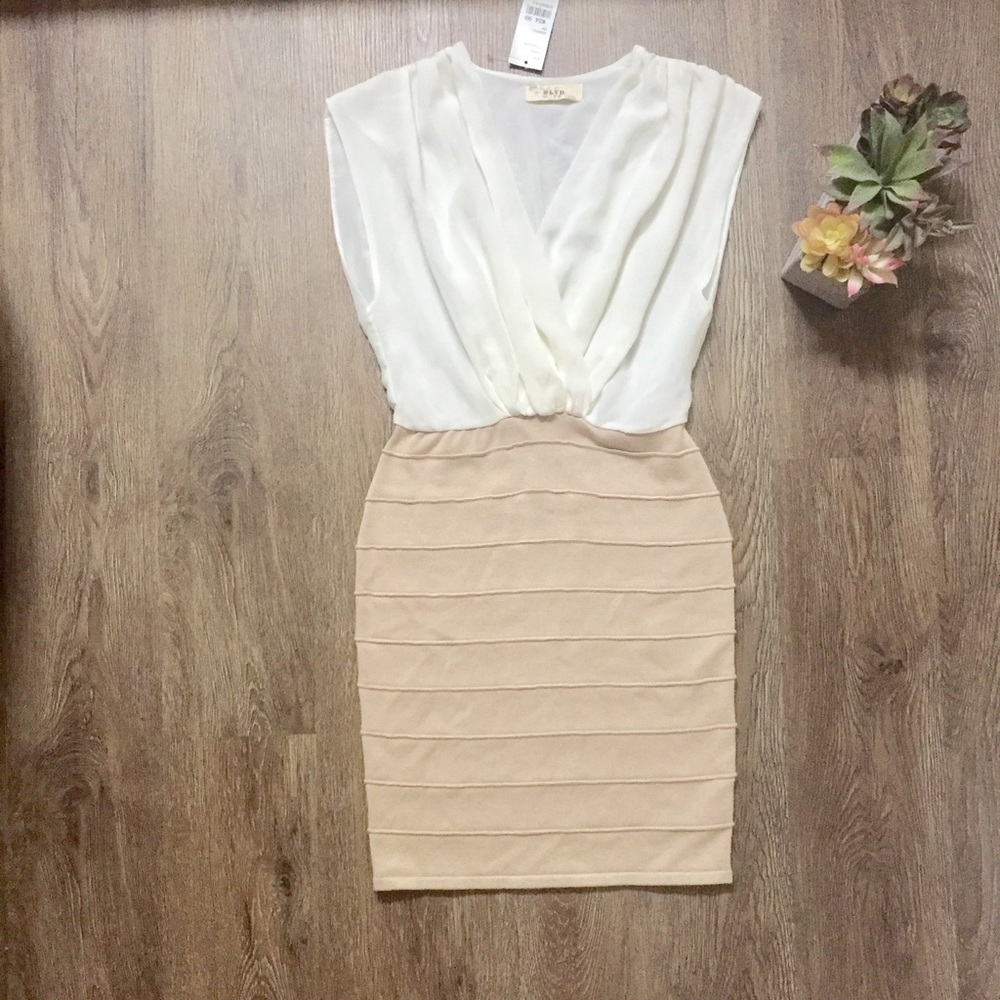 NEW White & Tan Dress Size Small